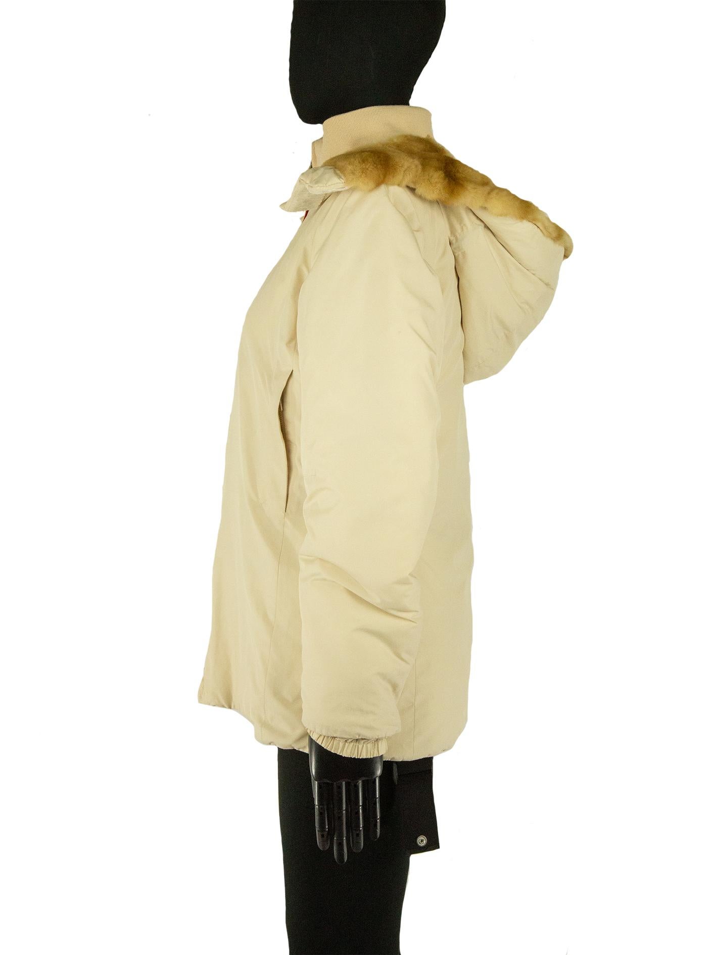 prada coat women's with fur hood