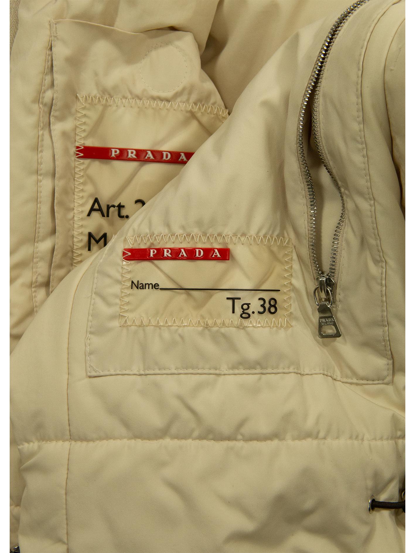 Prada Ecru Down Coat With Fur Trimmed Hood For Sale 1