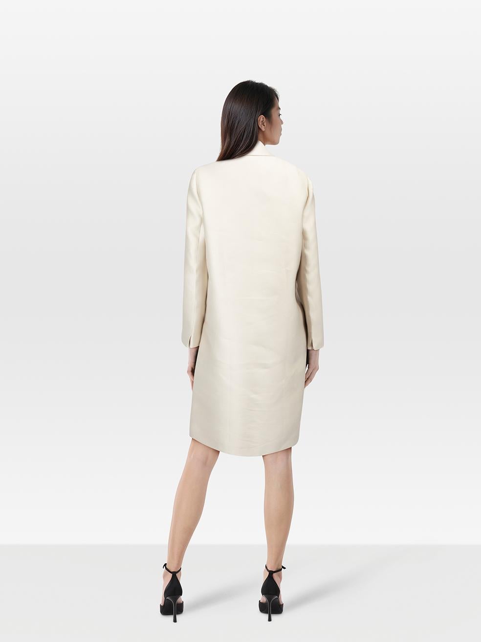 Beige Prada Ecru Embellished Coat & Dress Set Size M