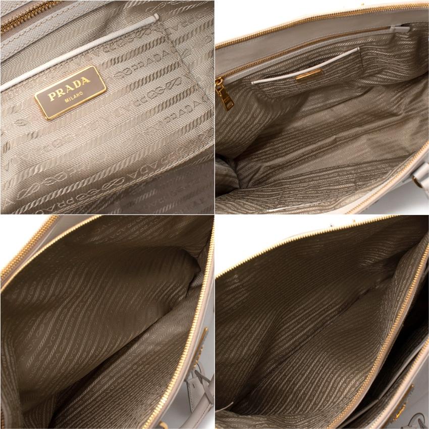 Prada Ecru Leder Saffiano Galleria Handtasche mit doppeltem Reißverschluss im Angebot 4