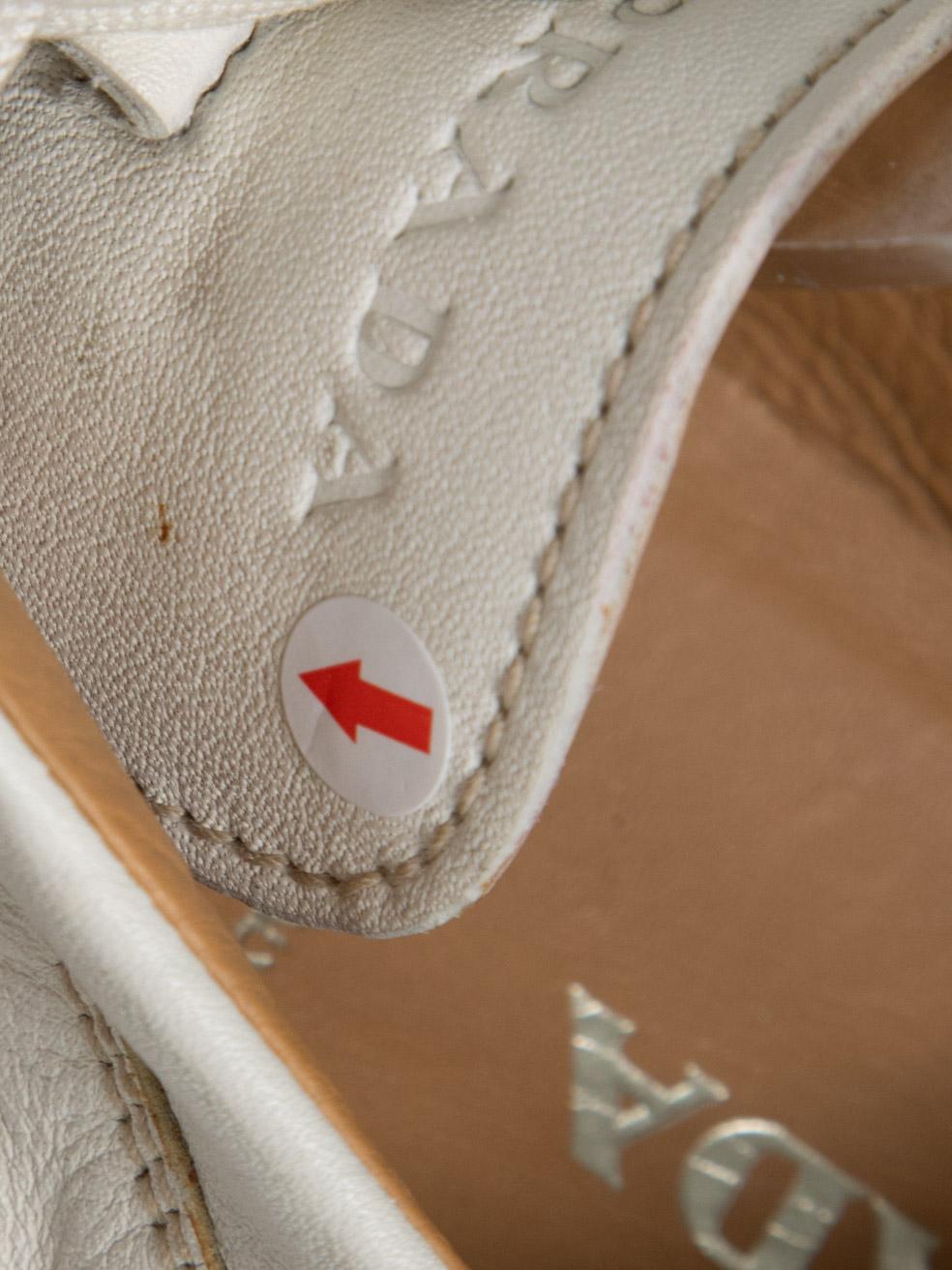 Prada Ecru Leather & Suede Lace Up Trainers Size IT 36 For Sale 3