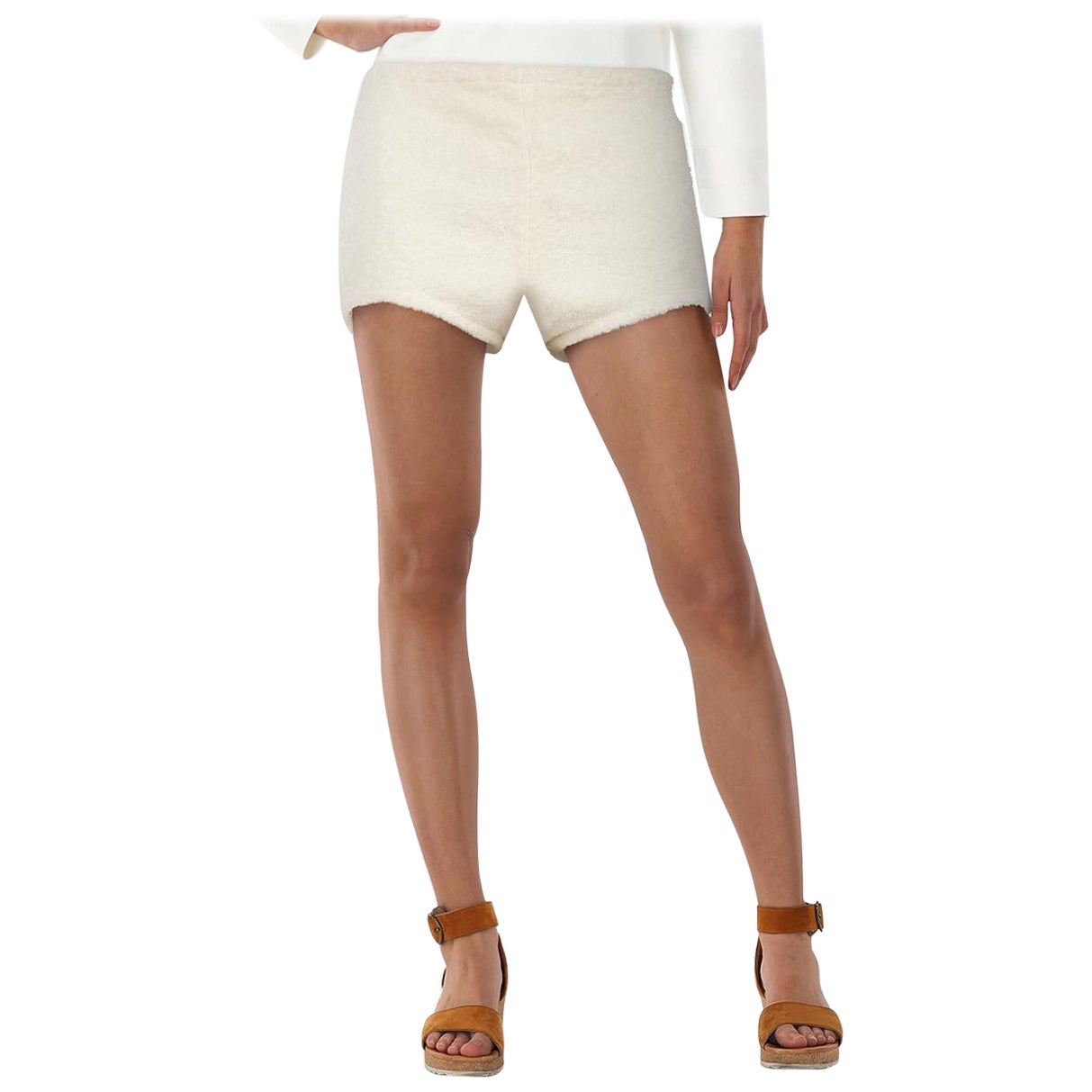 Prada Mini short en éponge écru Taille S en vente