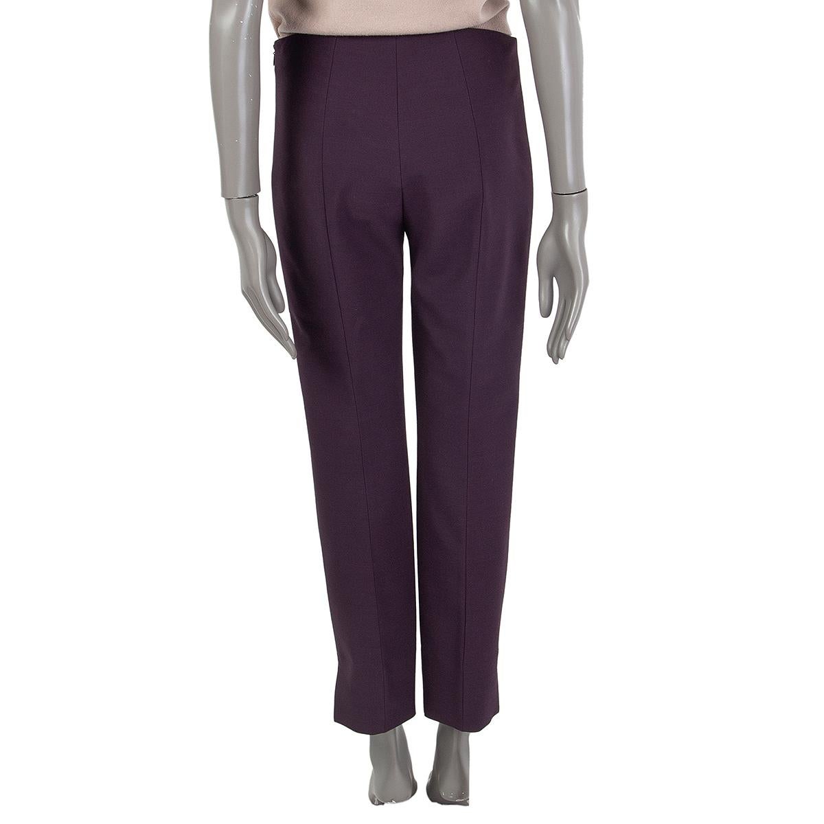 Black PRADA eggplant purple wool blend TAPERED Pants 40 S For Sale