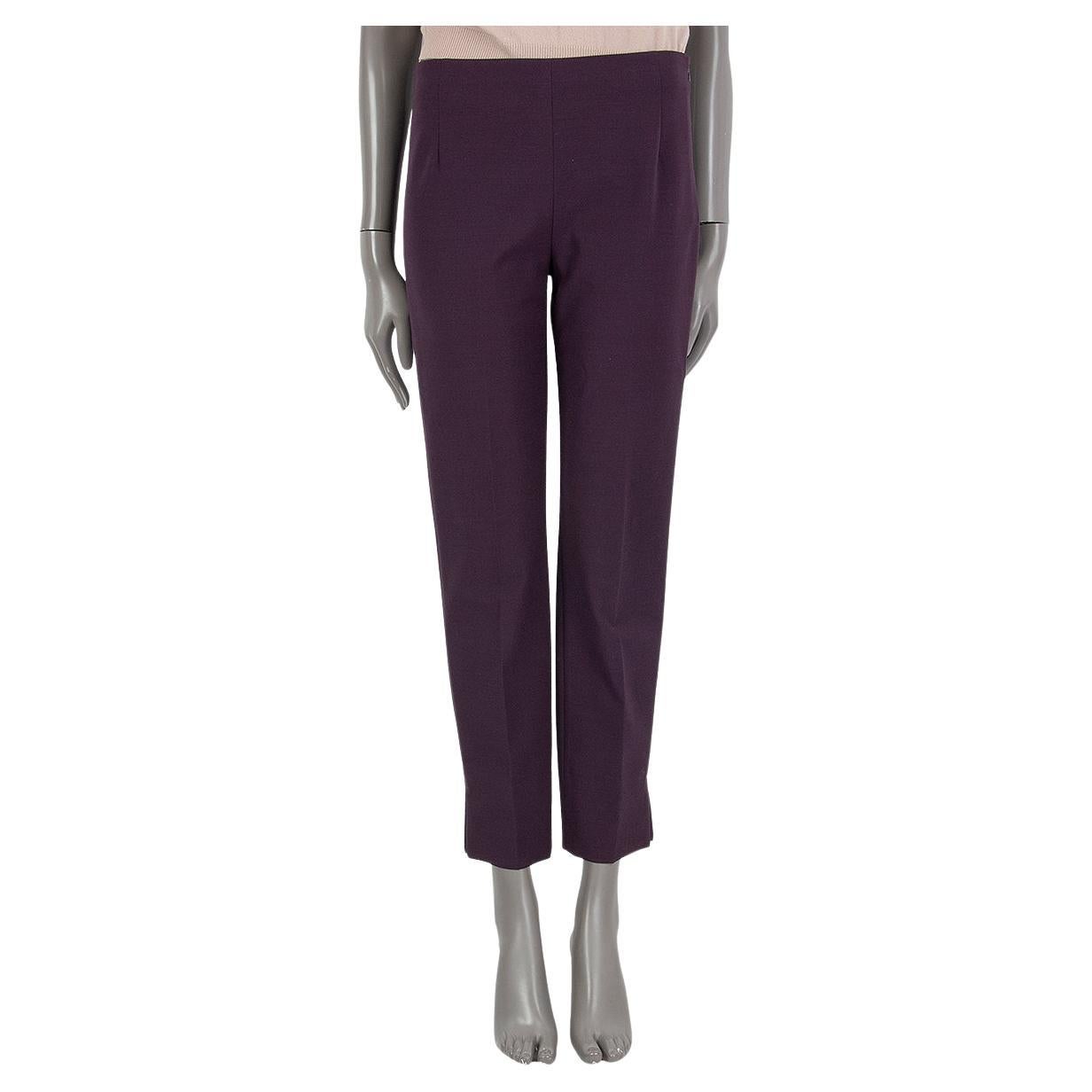 PRADA eggplant purple wool blend TAPERED Pants 40 S For Sale