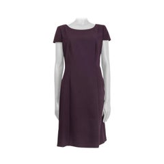 PRADA eggplant purple wool Short Sleeve Sheath Dress 46