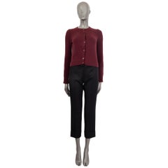 PRADA eggplant wool & silk CROPPED Cardigan Sweater 38 XS