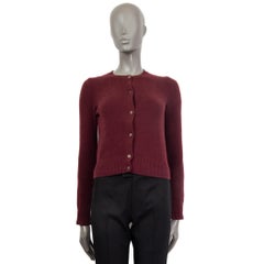 PRADA aubergine laine et soie CROPÉE Cardigan Pull 38 XS