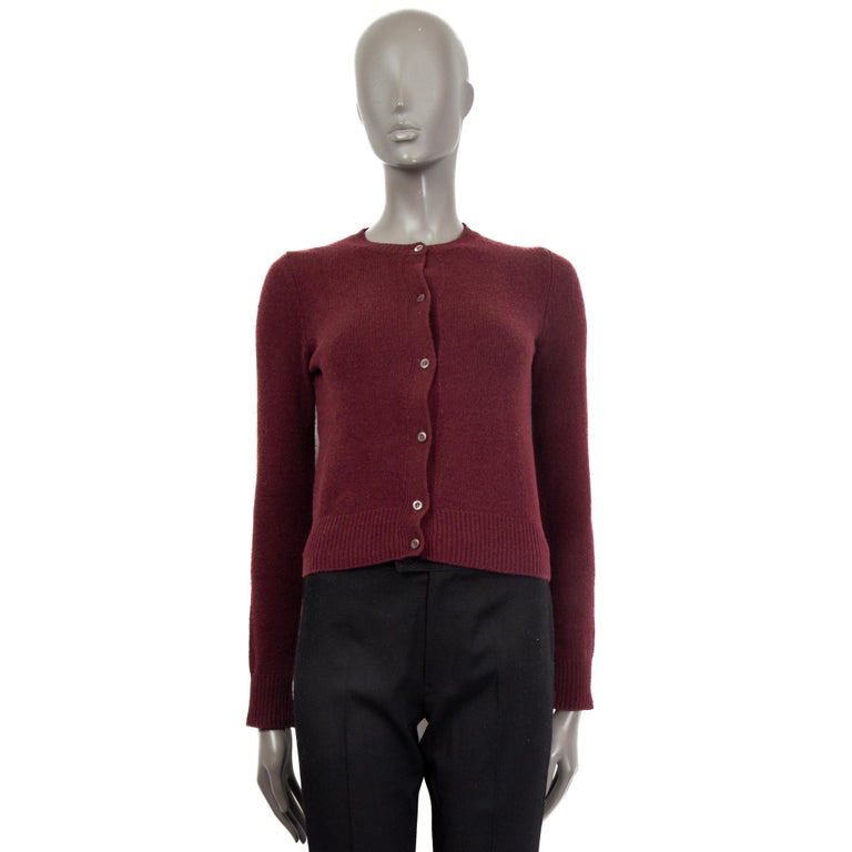 PRADA eggplant wool and silk CROPPED Cardigan Sweater 38 XS For Sale at  1stDibs
