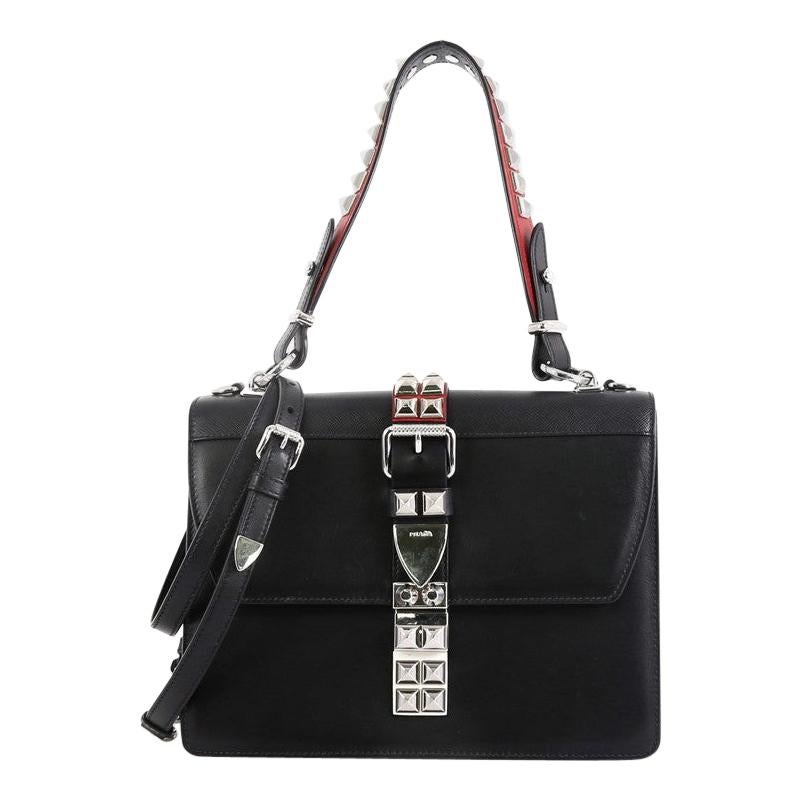 Prada Elektra Shoulder Bag Studded Leather Medium