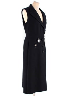Prada Embellished Black Wool and Silk-Blend Dress SIZE UK 10 / US 6