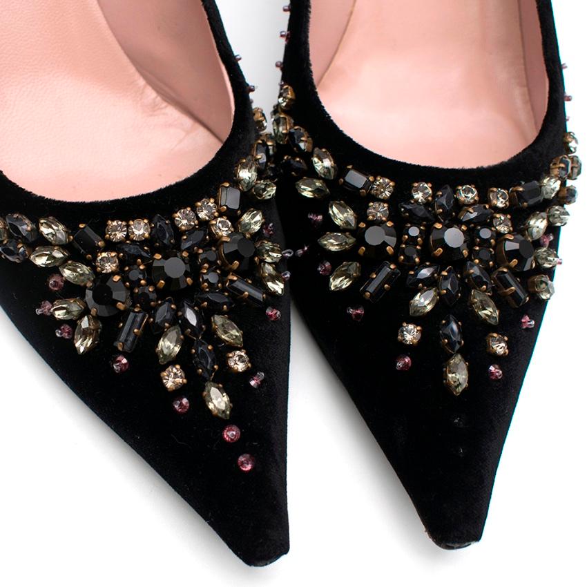 Women's or Men's Prada Embellished Kitten Heel Velvet Pumps 40