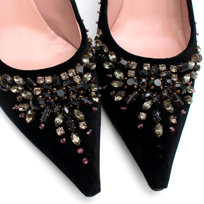 Women's or Men's Prada Embellished Kitten Heel Velvet Pumps 40 