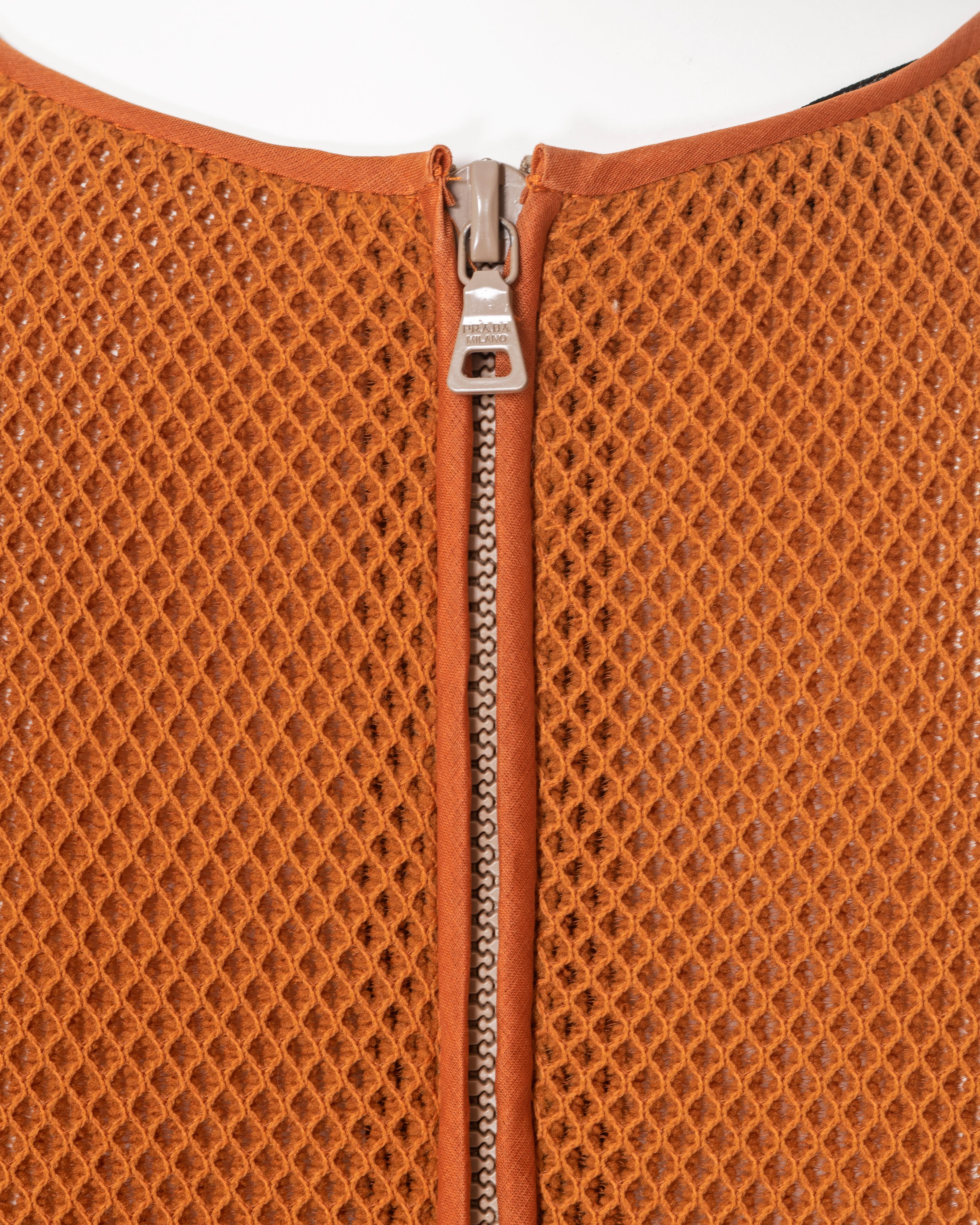 Prada embellished orange silk organza top and skirt set, fw 1999 For Sale 9