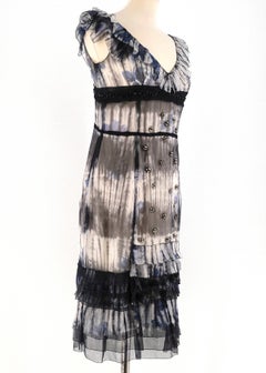 Prada Embellished Ruffle-Trimmed Dress US 4
