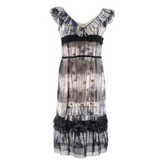 Prada Embellished Ruffle-Trimmed Dress US 4