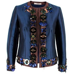 Prada Embellished Silk 
Wool Jacket US 4