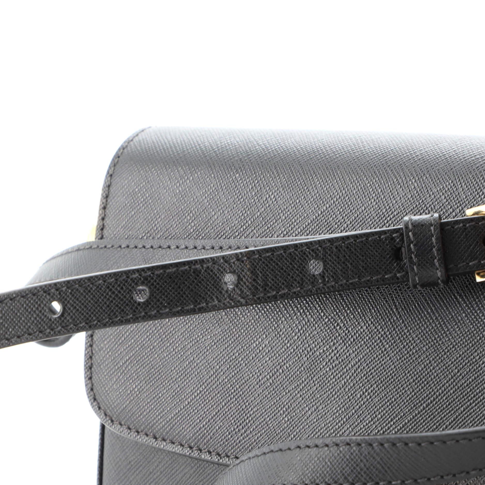 Prada Embleme Flap Bag Saffiano Leather Small In Good Condition In NY, NY