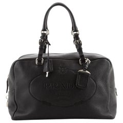Prada Embossed Logo Bauletto Bag Vitello Daino Large