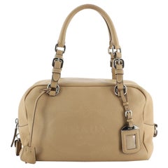 Prada Embossed Logo Bauletto Bag Vitello Daino Medium