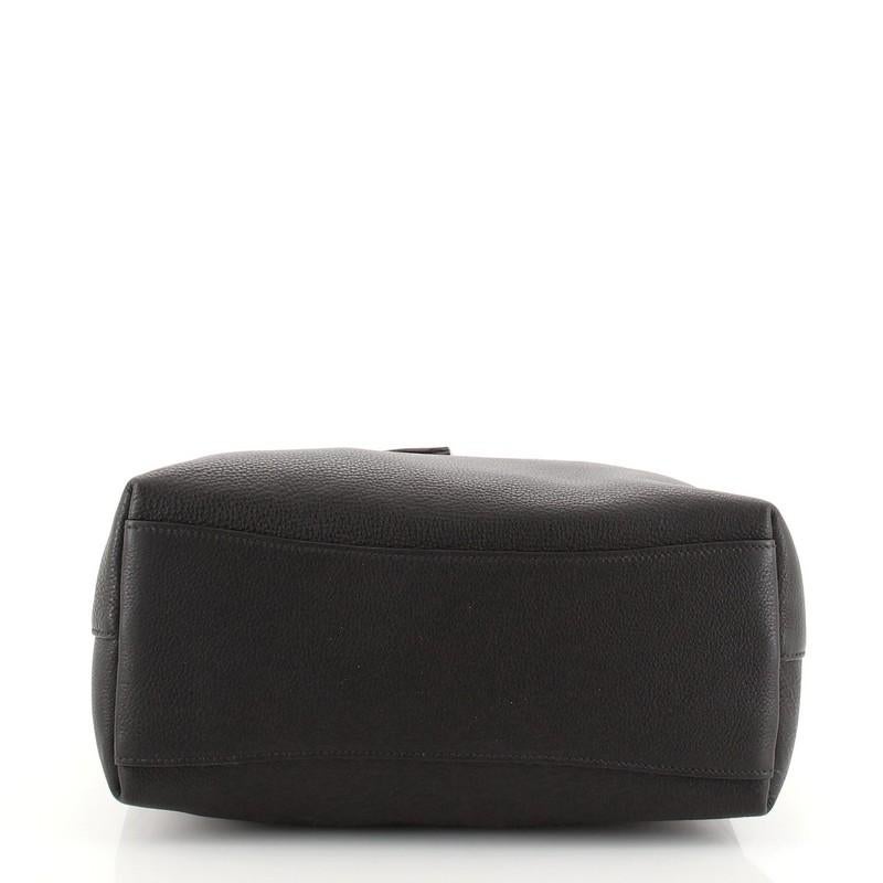 Black Prada Embossed Logo Open Tote Vitello Phenix Medium
