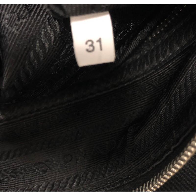 Black Prada Embossed Logo Zip Messenger Bag Vitello Daino Medium