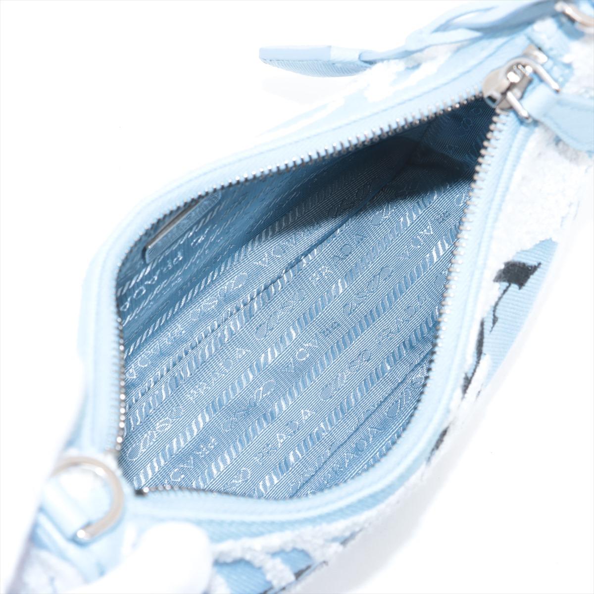 Prada - Sac à bandoulière en toile brodée et fleurie Bleu *  PRÉ-COMMANDE * en vente 6