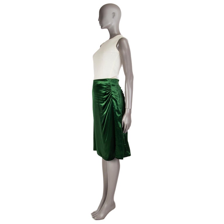 PRADA emerald green DRAPED VELVET Knee-Length Skirt 42 M For Sale at ...