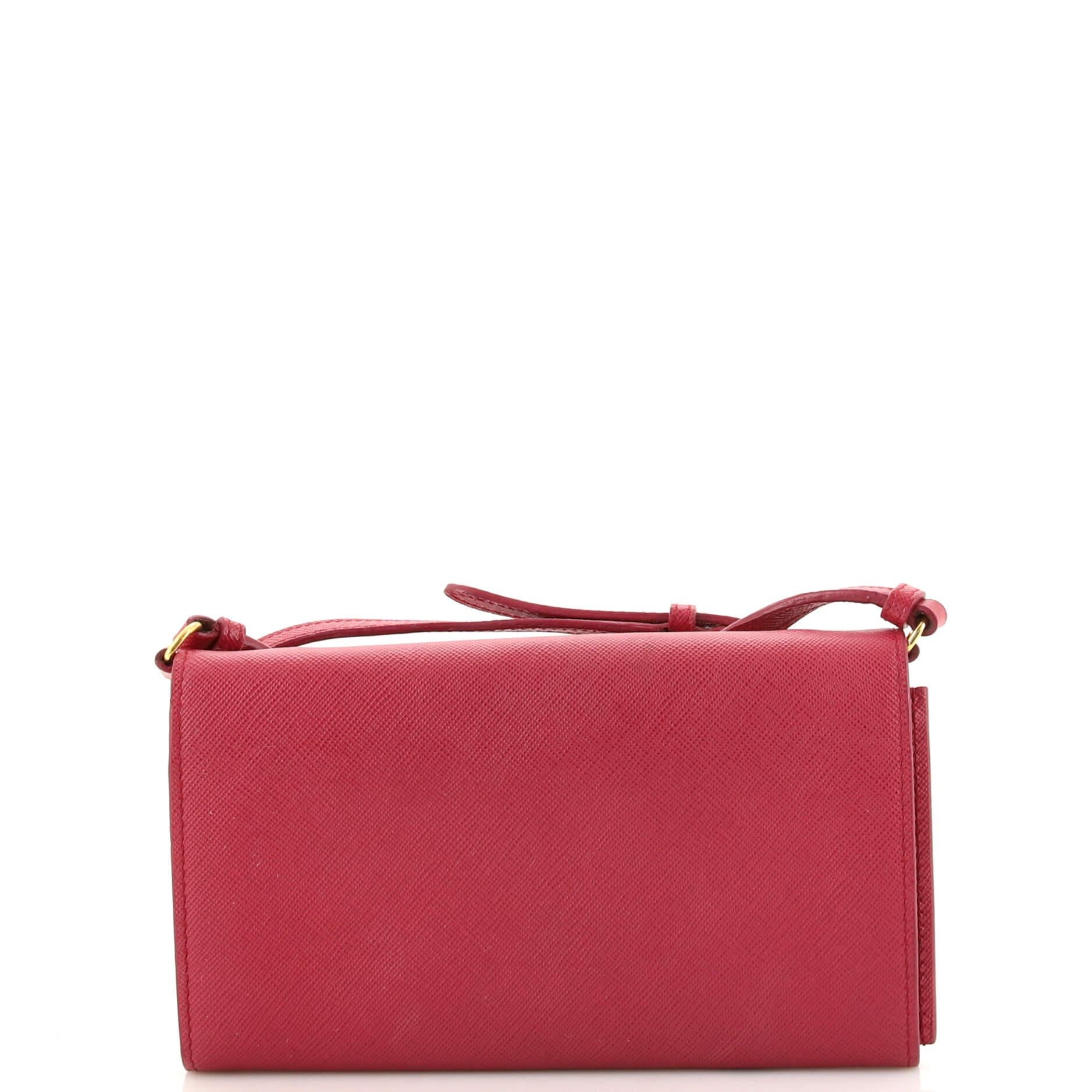 Prada Envelope Wallet on Strap Saffiano Leather In Good Condition In NY, NY