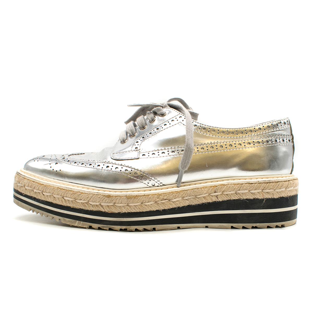 metallic platform brogues