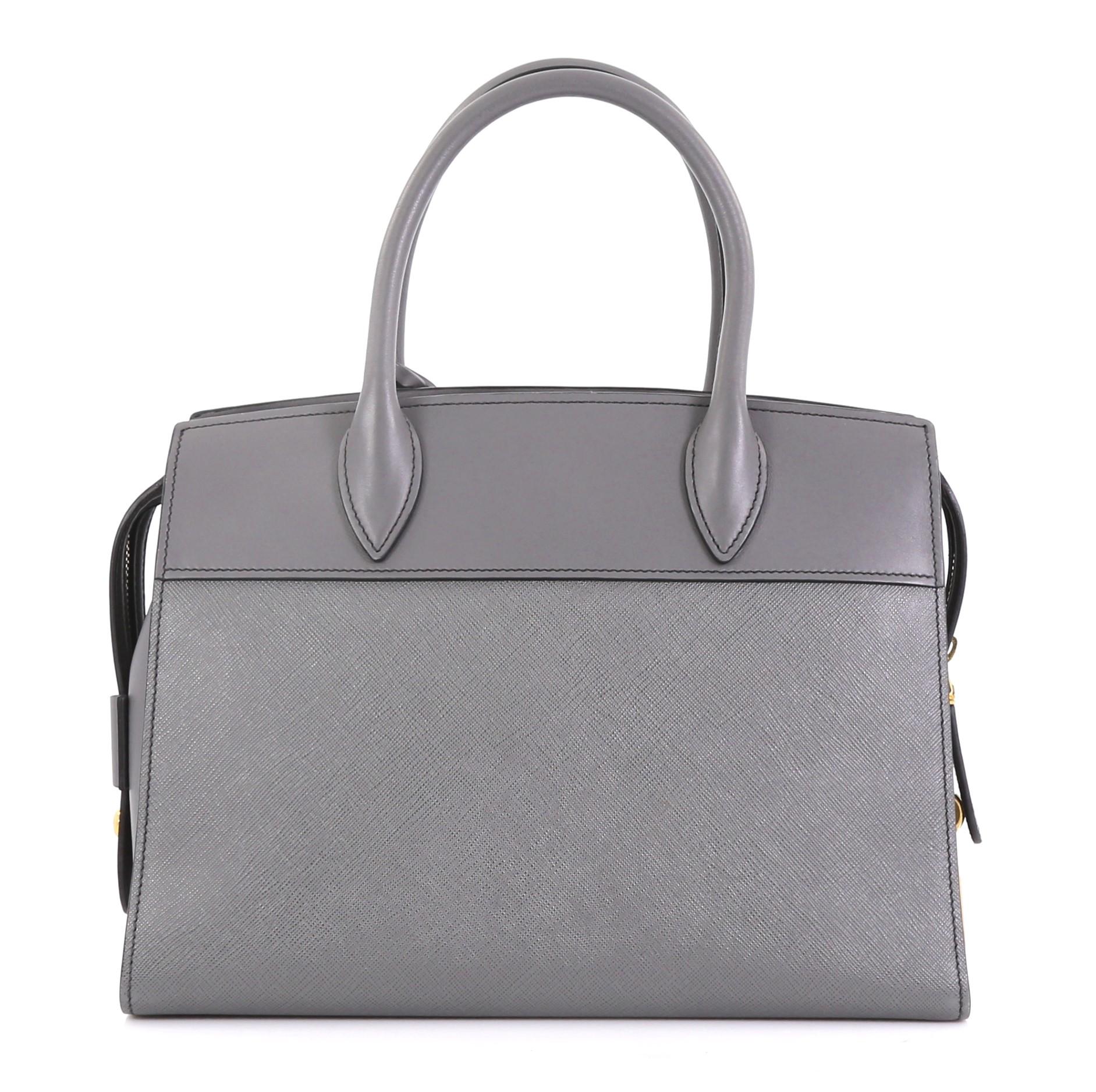Gray Prada Esplanade Bag Saffiano Leather Medium