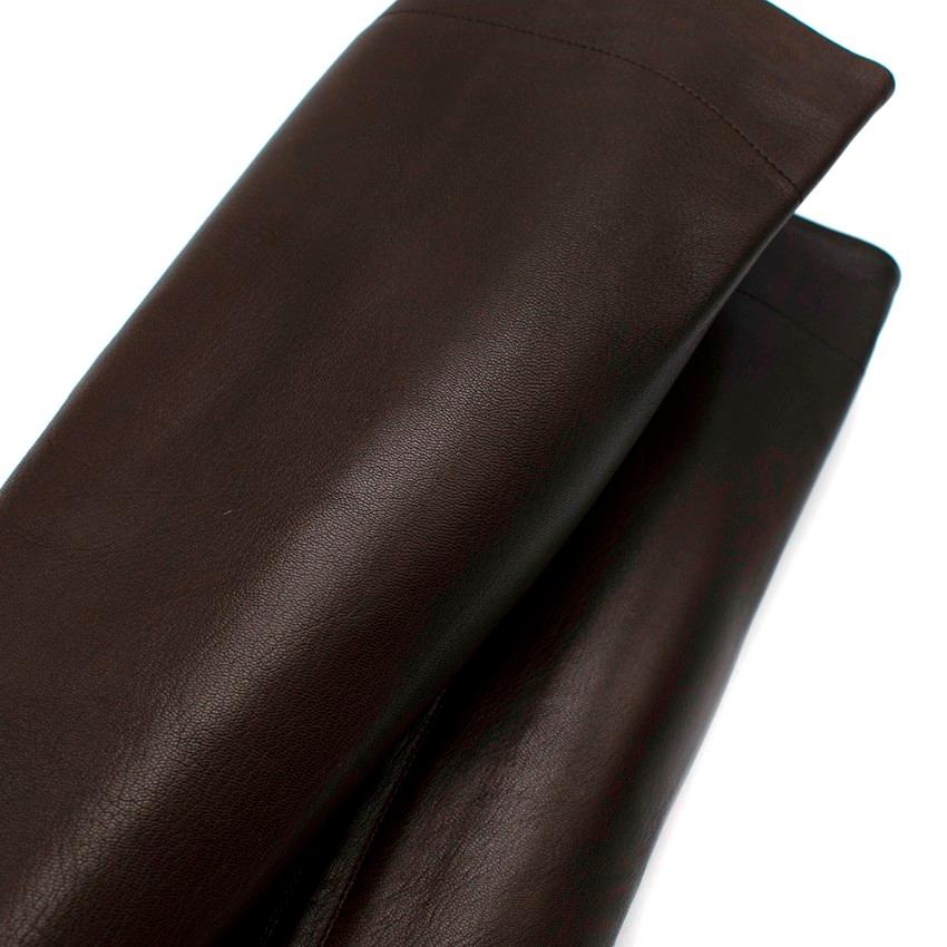 Prada Espresso Leather Heeled Knee-Length Boots - Size EU 39 1