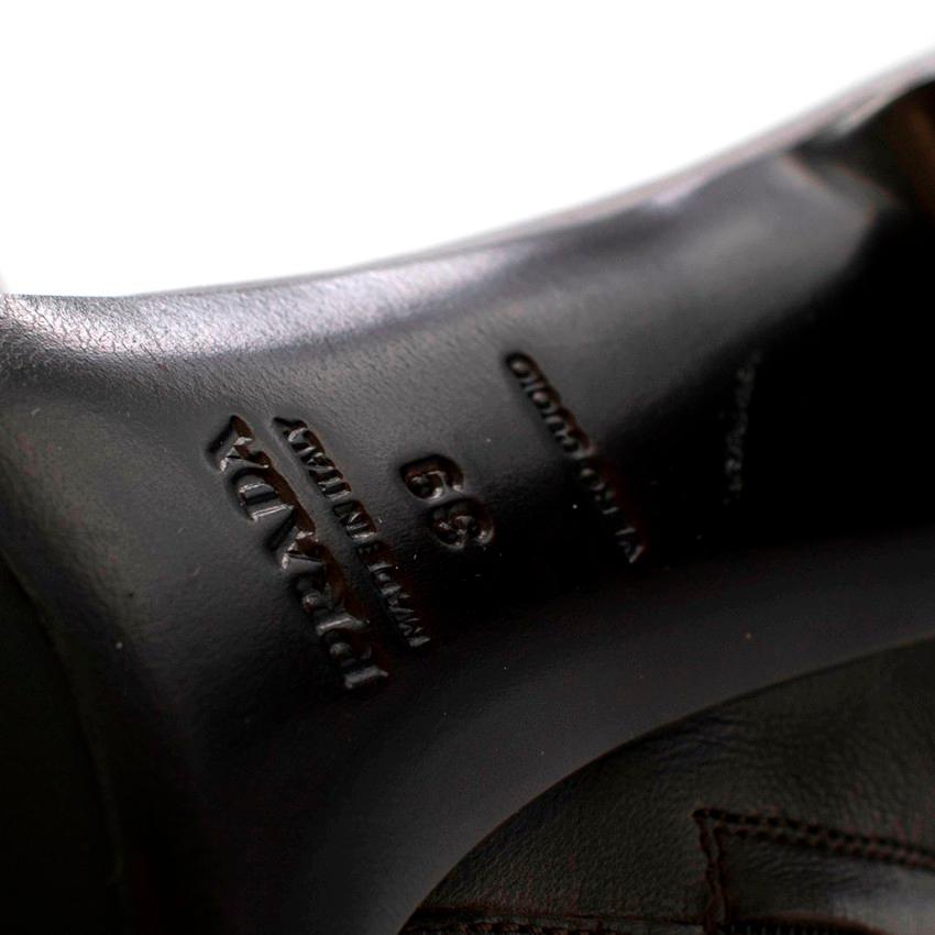 Prada Espresso Leather Heeled Knee-Length Boots - Size EU 39 3