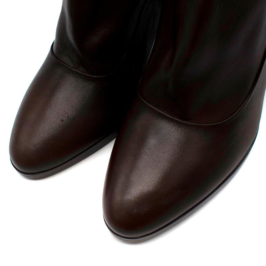 Prada Espresso Leather Heeled Knee-Length Boots - Size EU 39 4