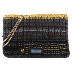 Prada Etiquette Chain Flap Bag Cable Knit Wool Medium