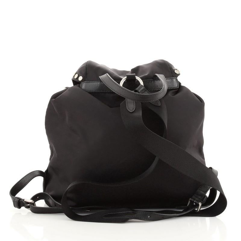 Black Prada Etiquette Flap Backpack Studded Tessuto Medium