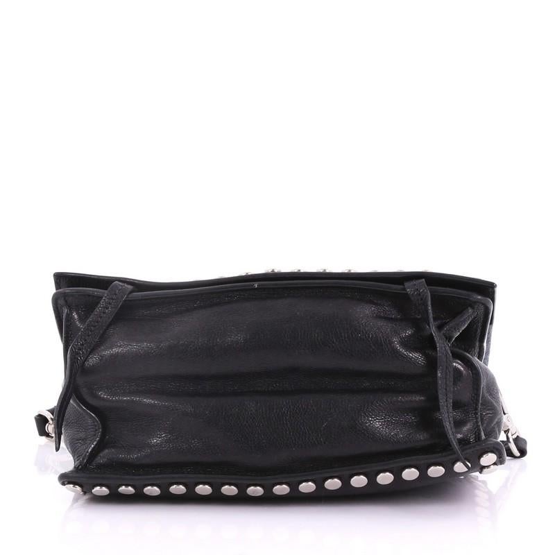 Black Prada Etiquette Flap Bag Studded Glace Calfskin Small