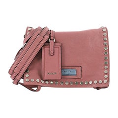 Prada Etiquette Flap Bag Studded Glace Calfskin Small