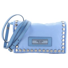 Prada Etiquette Flap Bag Studded Tessuto Mini