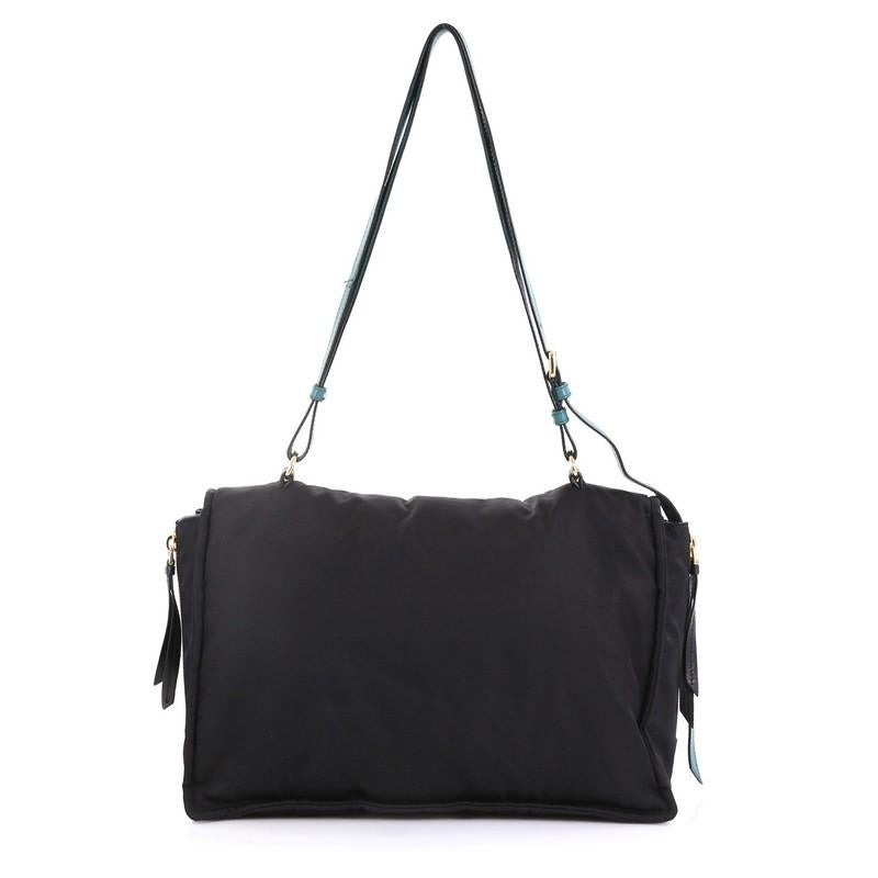 Black Prada Etiquette Flap Bag Tessuto Medium
