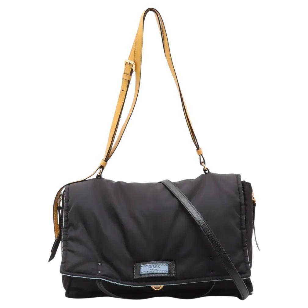 Prada Etiquette Nylon Two-Way Shoulder Bag Black im Angebot