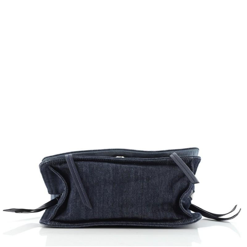 Black Prada Etiquette Shoulder Bag Denim with Leather Small