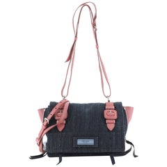 Prada Etiquette Shoulder Bag Denim with Leather Small