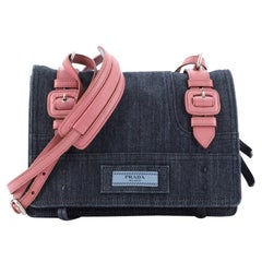 Prada Etiquette Shoulder Bag Denim with Leather Small