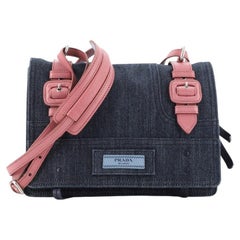 Prada Etiquette Shoulder Bag Denim with Leather Small