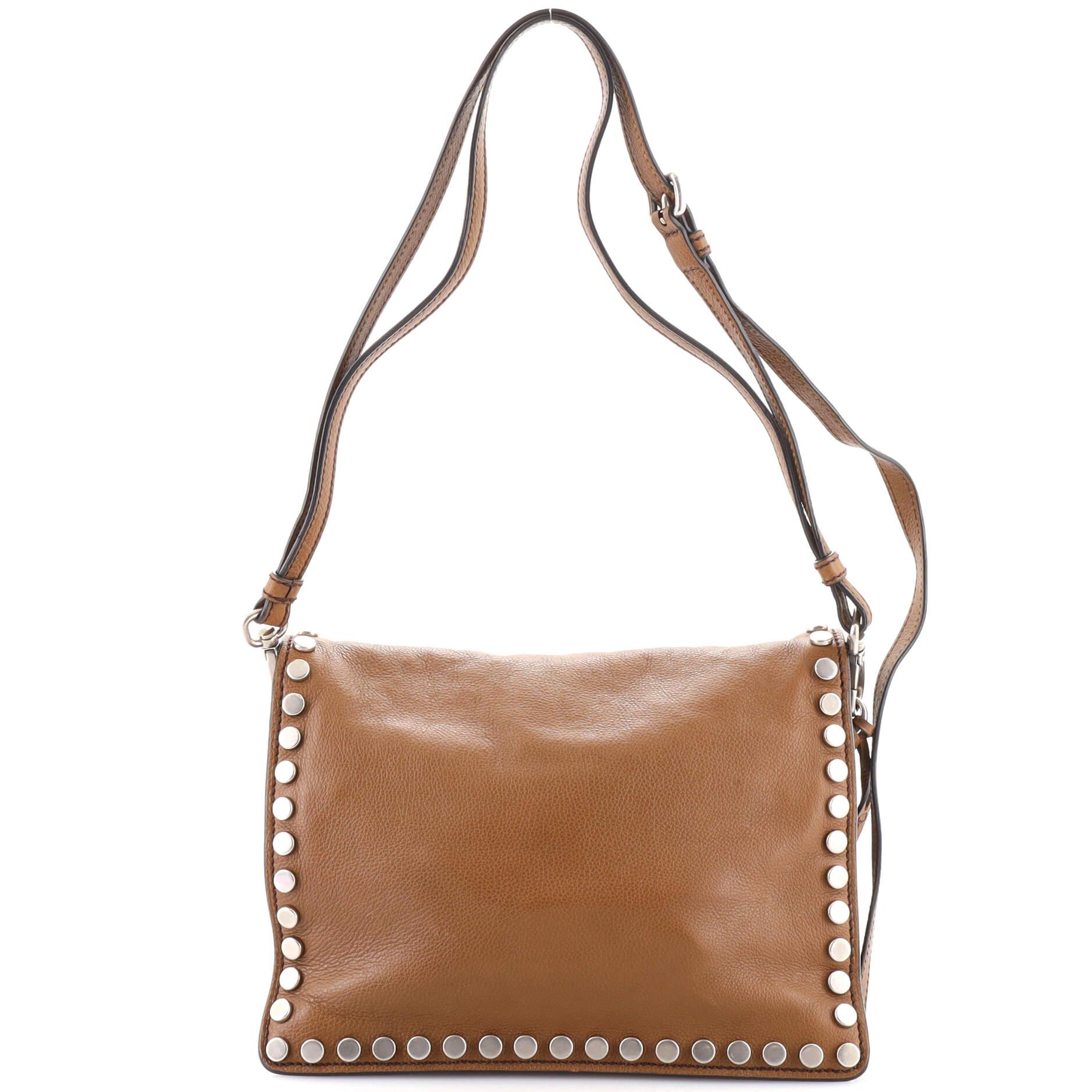 Brown Prada Etiquette Shoulder Bag Glace Calf Small