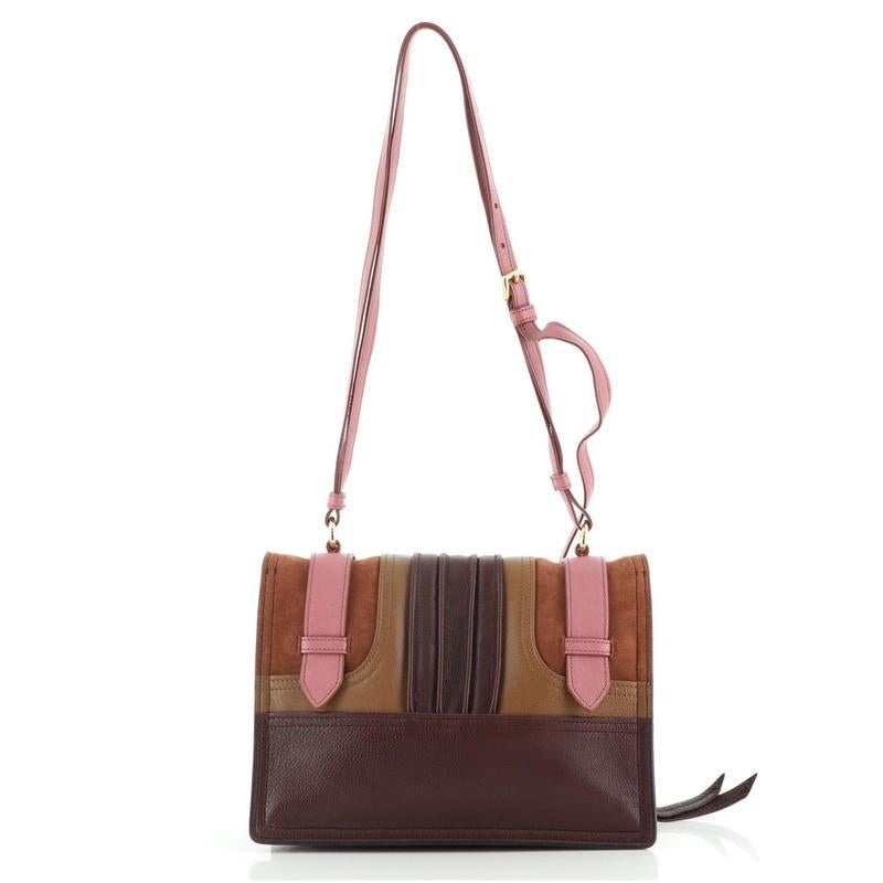 Prada Etiquette Umhängetasche aus Leder mit Wildleder Klein (Braun)