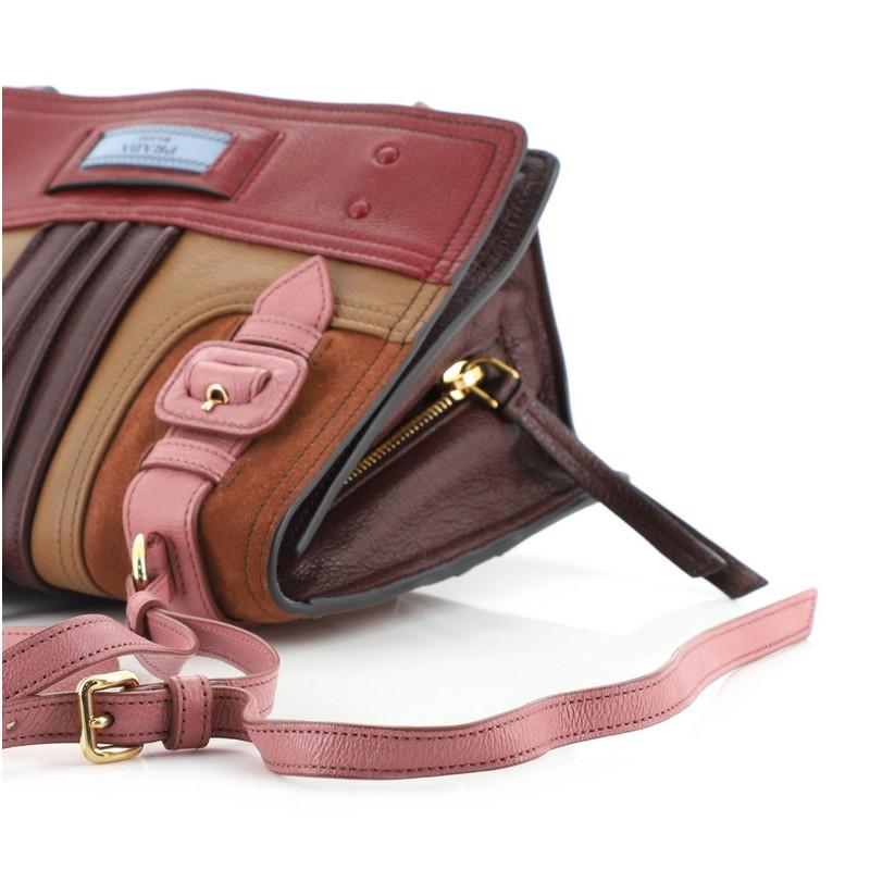 Prada Etiquette Umhängetasche aus Leder mit Wildleder Klein 1