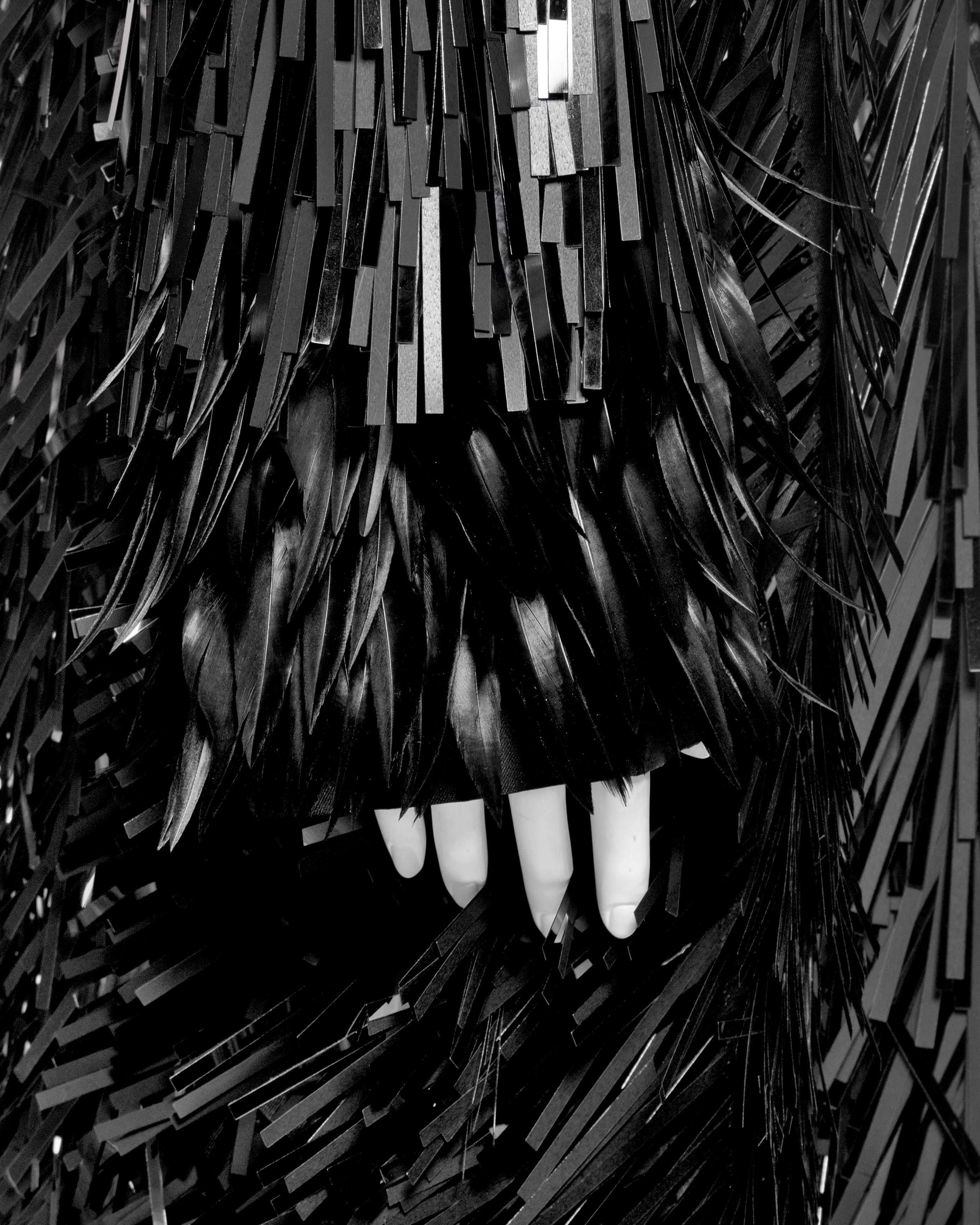 Prada Evening Coat with Plastic Fringe Adornments and Feather Cuffs, FW 2007 For Sale 7