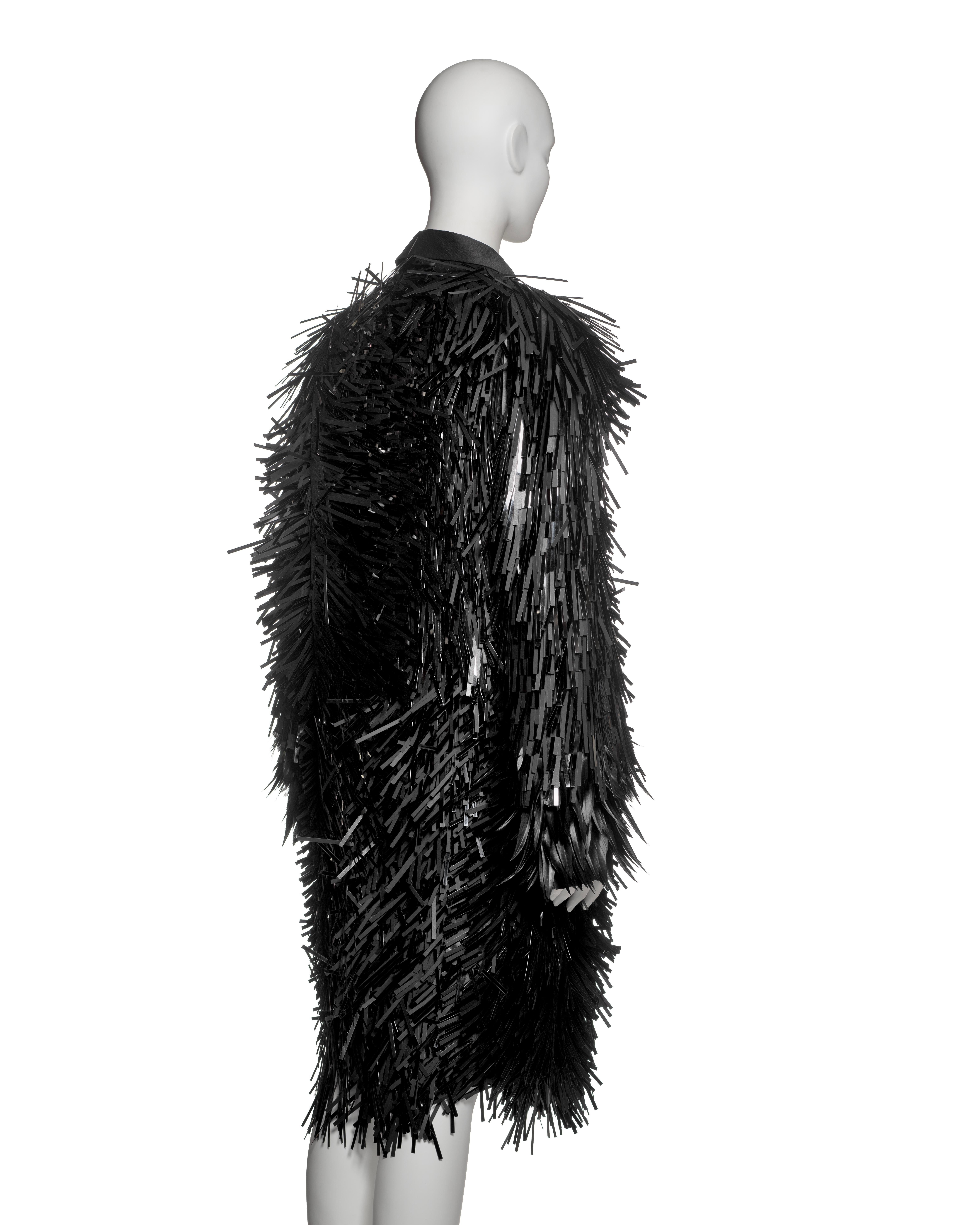 Prada Evening Coat with Plastic Fringe Adornments and Feather Cuffs, FW 2007 For Sale 8
