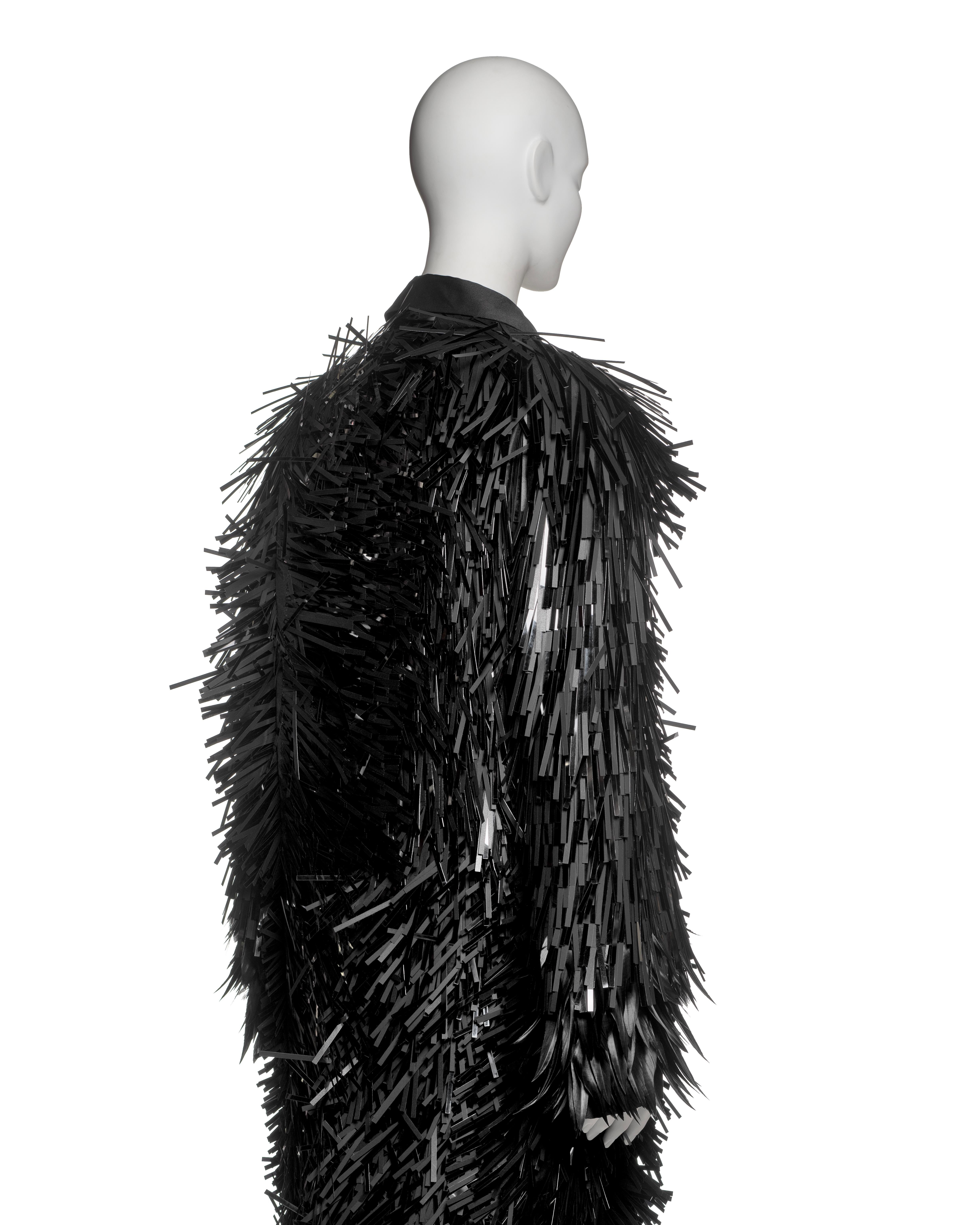Prada Evening Coat with Plastic Fringe Adornments and Feather Cuffs, FW 2007 For Sale 9